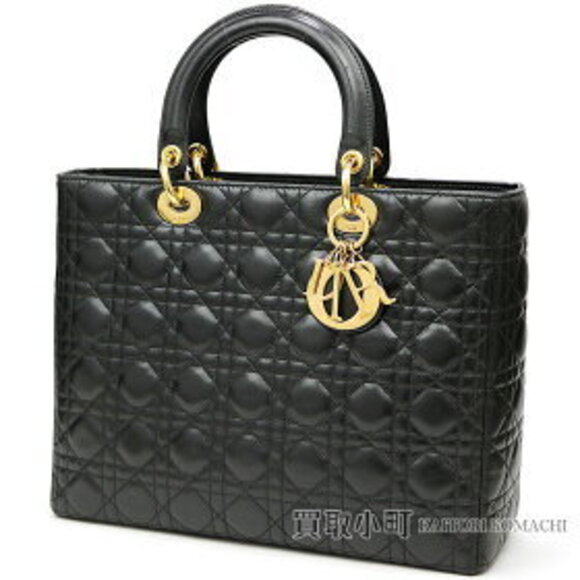 Dior Handbags - Dior Lady Classic Bag Cannage Stitch Black Lambskin Quilted Tote